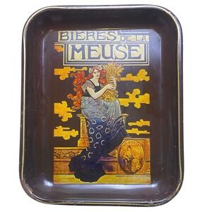 Beer Advertising Tray‎ Art Nouveau Bieres de la Meuse Bar Decor Hong Kong